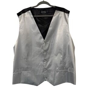 VTG GianFranco Ruffini Tuxedo Vest Mens 4XL‎ Silver Black Formal